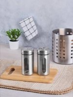 ادویه پاش جفتی شیشه و استیل برند پروتی perotti کد 13675