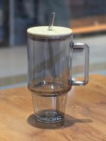 ماگ استنلی شیشه ای درب بامبو وارداتی - Image 3