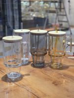 ماگ استنلی شیشه ای درب بامبو وارداتی