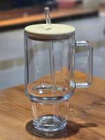 ماگ استنلی شیشه ای درب بامبو وارداتی - Image 5