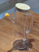 ظرف روغن پیرکس طرح کج درب بامبو وارداتی - Image 2