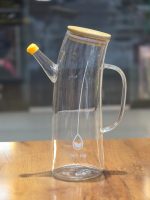 ظرف روغن پیرکس طرح کج درب بامبو وارداتی - Image 3