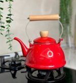 کتری لعابی دسته بامبو حجم ۱.۵ لیتر وارداتی